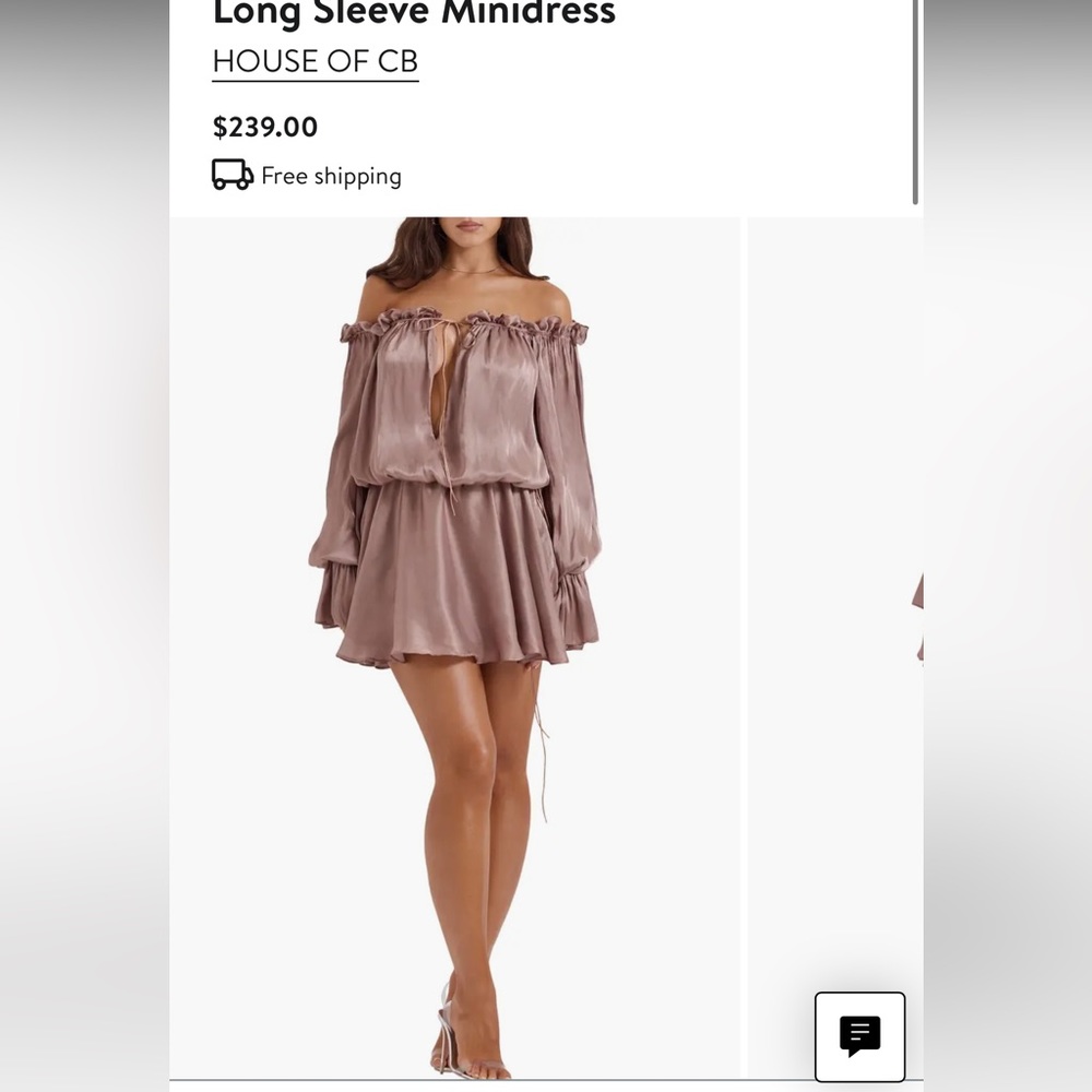 House of cb Chaya metallic off the shoulder long sleeve mini dress